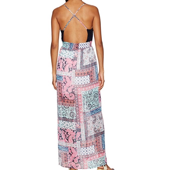 SALE Trixxi Halter Mix-Fabric Maxi Dress - Picture 2 of 4